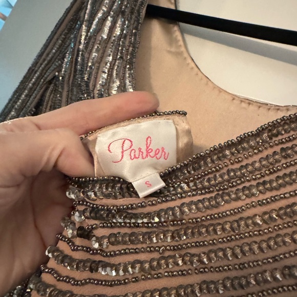 Parker Silk Beaded Drop Waist Mini Dress - Size Small - Picture 4 of 6